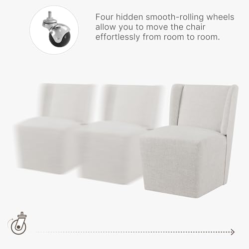 KISLOT Upholstered Dining Chairs Set of 4 with Casters, Light Beige