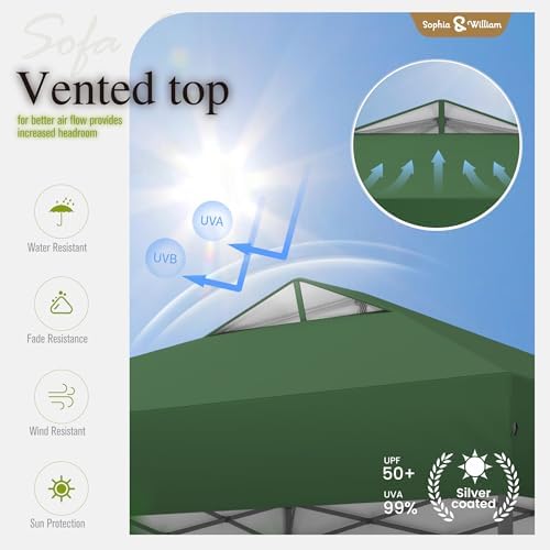 Sophia & William Canopy Tent 10x10 Pop Up One Person Push Set up Tents