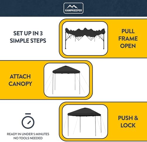 AMPKEEPER Outdoor Pop-Up Canopy Tent with 2 Sidewalls, Black, 10 x 10 Ft