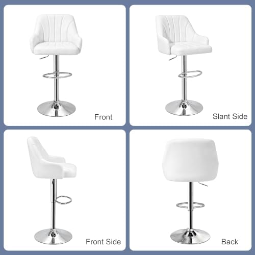 VECELO Bar Stools Set of 2, Adjustable Barstools, Counter Height Stools with ...