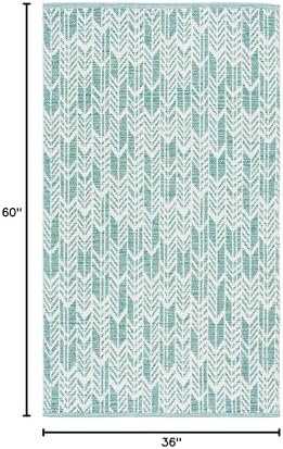 SAFAVIEH Montauk Collection Accent Rug - 3' x 5', Aqua & Ivory, H...