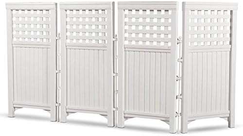 Suncast 4-Panel Outdoor Screen Enclosure - Freestanding Wicker Resin Reversib...