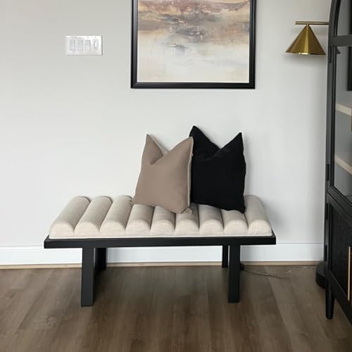 Ya-Home Modern Bedroom Bench, 47 Inch Upholstered End of Bed Bench Padded Ent...