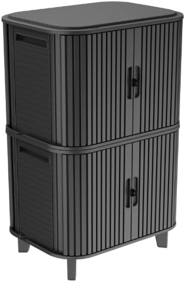Keter Velo 30 Gallon Outdoor Storage Cabinet (2 Pack), Weather‑Resistant Resi...