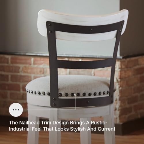 Signature Design by Ashley Valebeck Swivel Counter Height Bar Stool, White