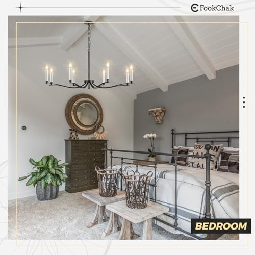 Black Chandelier, Modern Dining Room Light Fixture 8 Light Candle Chandelier ...