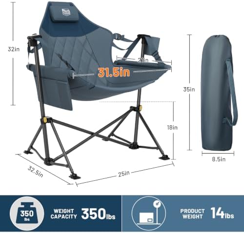 TIMBER RIDGE Hammock Camping Chair with Adjustable Backrest, Heavy Duty Foldi...