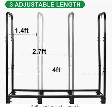 Firewood Rack Stand 4ft Heavy Duty Logs Holder for Outdoor Indoor Fireplace M...