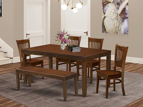 East West Furniture LYVA6-ESP-W 6 Piece Kitchen Table Set Contains a Rectangl...