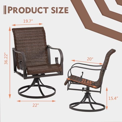 EROMMY Patio Swivel Chairs Set of 2, Heavy Duty Outdoor Dining Chair with 23....