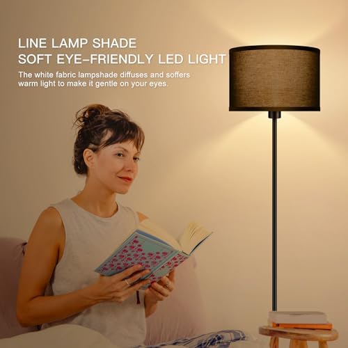 AUQUEE Floor Lamps for Living Room, Modern Standing Lamp, Black Lamp Shades, ...