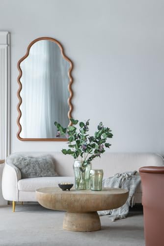 WILLIAMSPACE 36" Oval Coffee Table, Modern Faux Stone Circle Center Tabl...