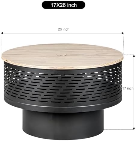 OutVue 26 Inch Wood Burning Fire Pits with Grill & Lid