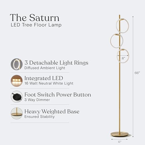 Brightech Saturn Floor Lamp, Great Living Room Decor, Tall Contemporary Stand...