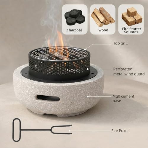 Tabletop Fire Pit Wood and Charcoal Burning Outdoor Fireplace