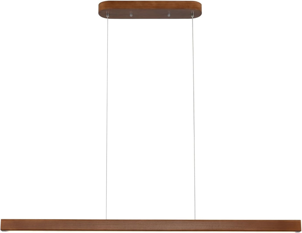 31 Inch Wood Linear Pendant Light Dimmable LED Kitchen Island Lighting with R...