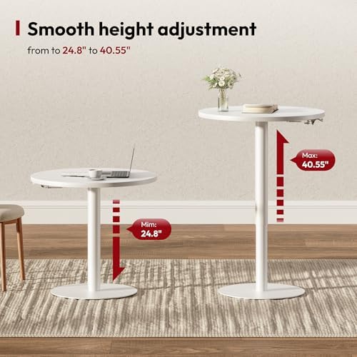 SANODESK 27.5'' Pneumatic Height Adjustable Round Dining Table Bar Table