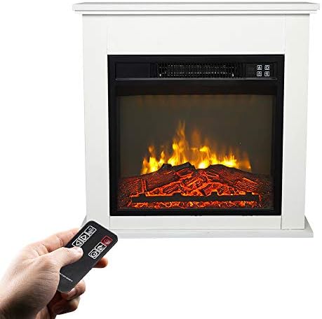 25''W Freestanding Electric Fireplace Stove Space Heater with Realist...