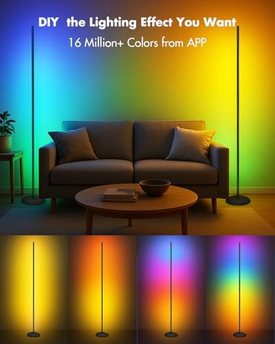 Corner Floor Lamp, Smart RGB LED Corner Lamps for Living Room
