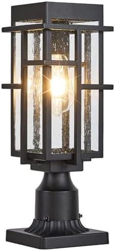 Outdoor Solar Lamp Post Light with Pier Mount Base, Dusk to Dawn Aluminum Out...