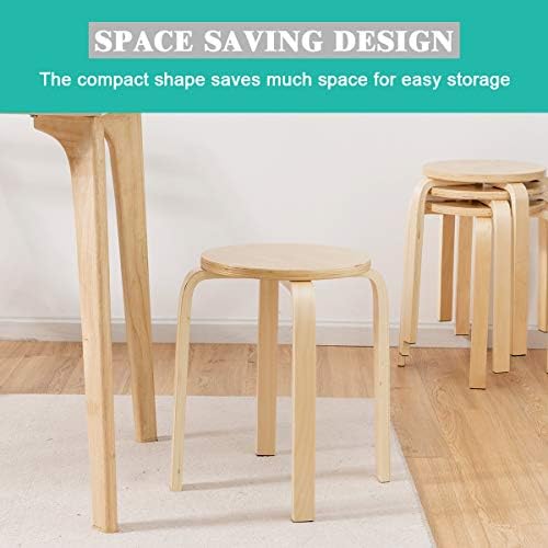 COSTWAY Stackable Bentwood Stools Set of 4, 18in Backless Round Chairs