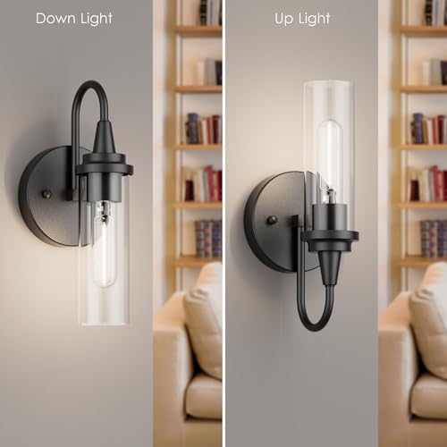 Aipsun Black Wall Sconces Set of Two, Sconces Wall Lighting Hardwired Wall Sc...