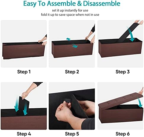 SUPER DEAL 43 Inches Foldable Storage Ottoman Bench - 660 LBS Collapsible Spa...