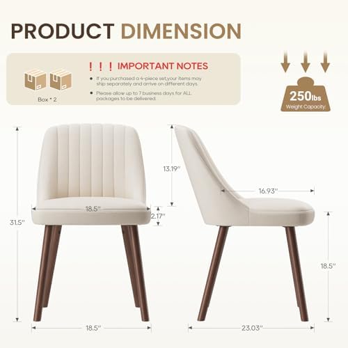 MALOL Upholstered Dining Chairs Set of 4, Modern Fabric Kitchen Chairs with B...