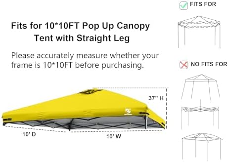 10x10 Pop Up Canopy Replacement Top Cover with Air Vent(Frame NOT INCUDE)