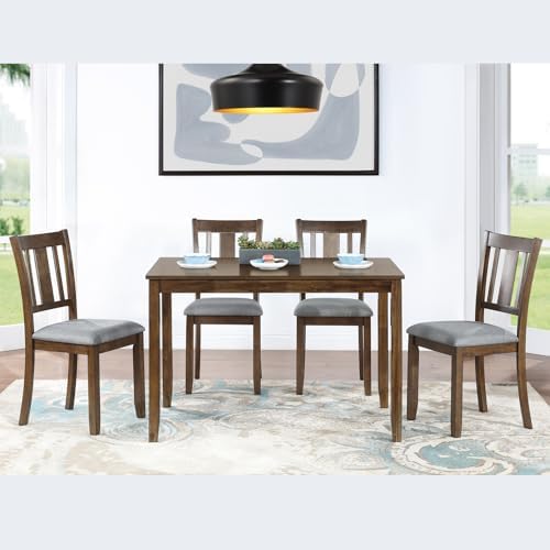 RuiSiSi Farmhouse 5 Piece Dining Table Set for 4, Solid Wood Rustic Kitchen T...