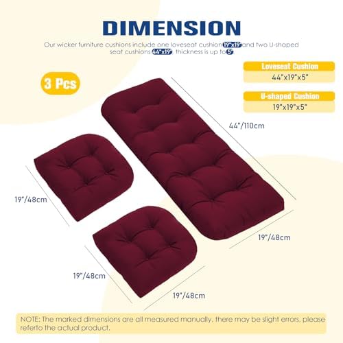 Outdoor Chair Cushions, Patio Wicker Furniture Seat Pads, Waterproof