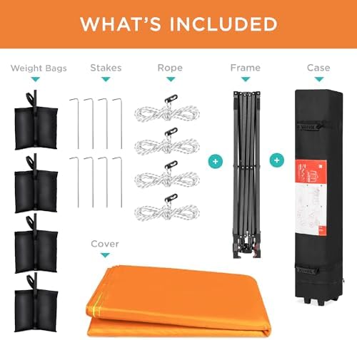 Best Choice Products 10x10 Pop Up Canopy Tent, EZ Setup, Orange