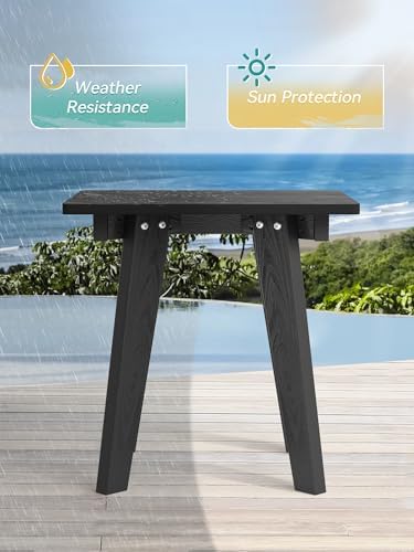 Homejoy HDPE Outdoor Side Table,Small Outdoor Table for Patio, Black