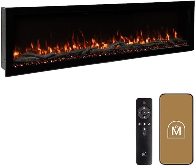 Modern Ember Highmark 72 Inch Smart Linear Electric Fireplace - Premium Flame...