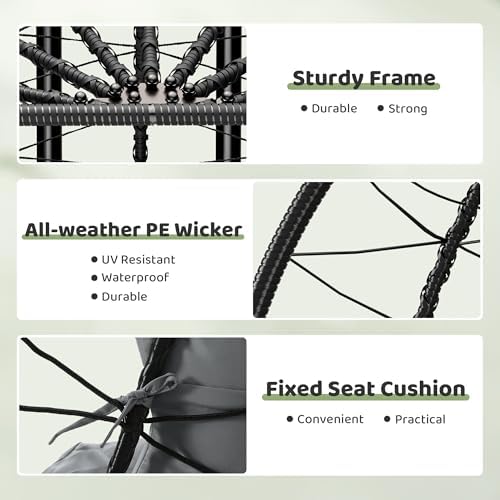 Bifanuo Double Hanging Egg Chair with Stand, Outdoor Indoor Swing Chair with ...