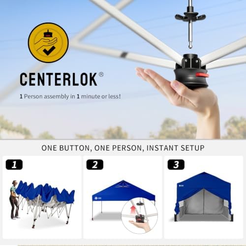 CROWN SHADES 10X10 Pop Up Canopy Tent with Sidewalls, One-Push Setup, Blue