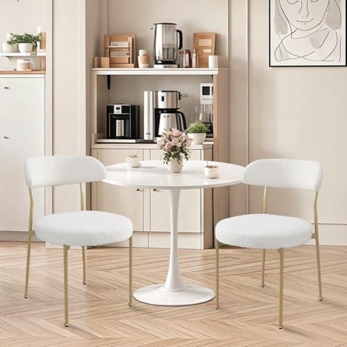 24" Small Round Kitchen Table Set for 2 with Velvet Upholstered Chairs