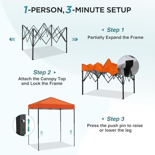 EAGLE PEAK 6x4 Instant Pop Up Canopy Tent, Orange