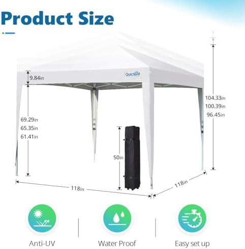 Quictent Pop up Canopy Tent 10'x10' with 4 Detachable Window Sidewalls