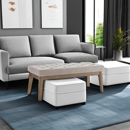 24KF Velvet Upholstered Buttons Tufted Entryway Bench with Solid Wood Leg,Bed...
