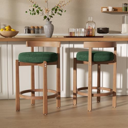 Bar Stools Set of 4, 26" Upholstered Counter Height Bar Chairs, Mid Cent...