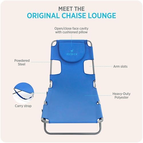 Ostrich The Original Chaise Lounge 72"x22" Portable Reclining Loung...