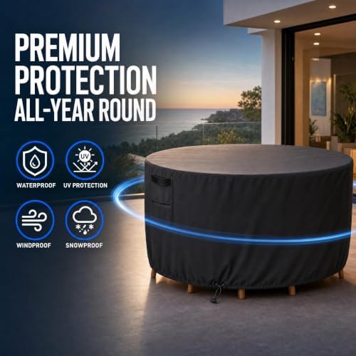 Round Patio Bistro Table & Chairs Cover, 48in Dia x 34in H