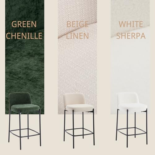 Modern 26" Bar Stools Set of 3, Counter Stools with Low Back