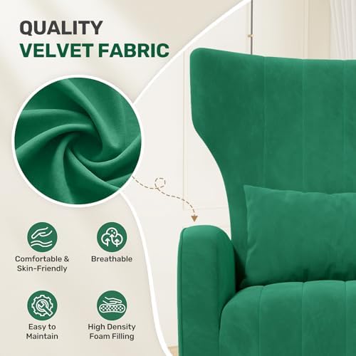 Nalupatio Velvet Accent Chairs Set of 2 Modern High Back Armchair Arm Chair w...