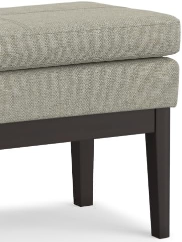 SIMPLIHOME Carlson 27" Wide Woven Fabric Rectangle Ottoman in Greige