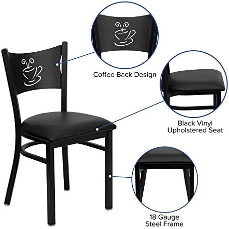Flash Furniture 4 Pack HERCULES Series Black Coffee Back Metal Restaurant Cha...