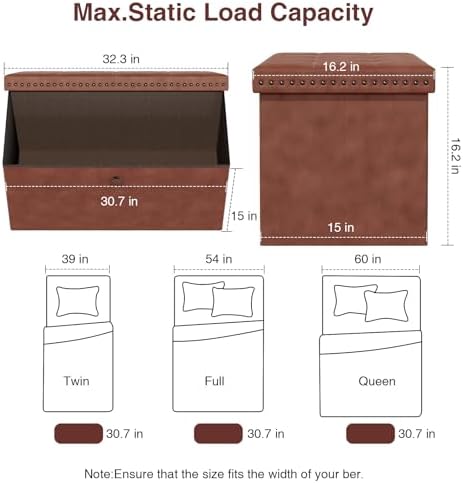 Storage Ottoman, Ottoman Faux Leather Bench, Rectangular Storage Ottoman for ...