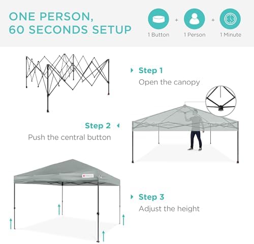 Best Choice Products 8x8 Pop Up Canopy Tent, EZ Setup, Silver