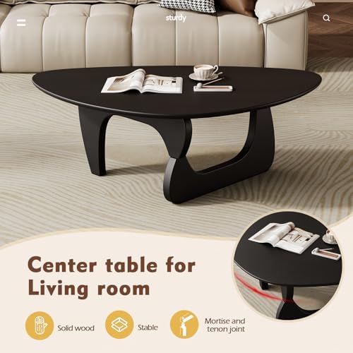Mid Century Modern Coffee Table - Black Wooden Coffee Table for Living Room,C...